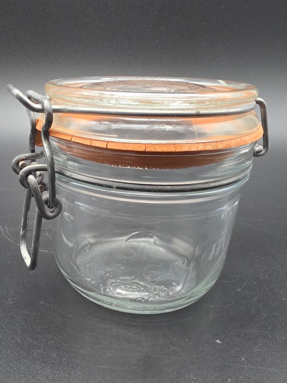 Vtg Le Parfait Locking Jar W/Hinge Lid/ Gasket  Glass Storage Jar 580 ml France